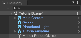 Screenshot of Muscle Render Gizmo added to hierarchy